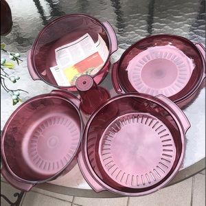 Tupperware Microwave Stack Cooker, Red 5 piece NEW